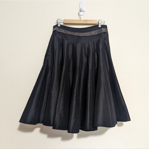 Handmade Black Raw Silk Circle Skirt Zaya size S - Picture 4 of 10